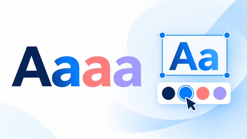 Canvaの文字色変更を表すカラーパレットとテキスト