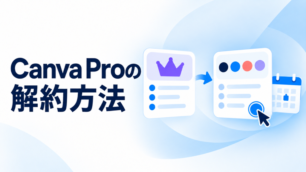 Canva Proの解約方法を示すタイトル付きサムネイル